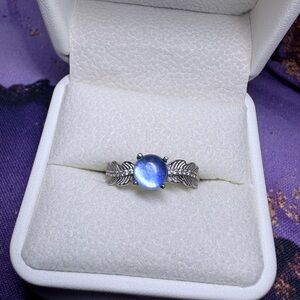 Silver Blue Gemstone Ring Certified